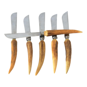 Midcentury German Solingen Stag-Horn Steak Knives, Set of 6