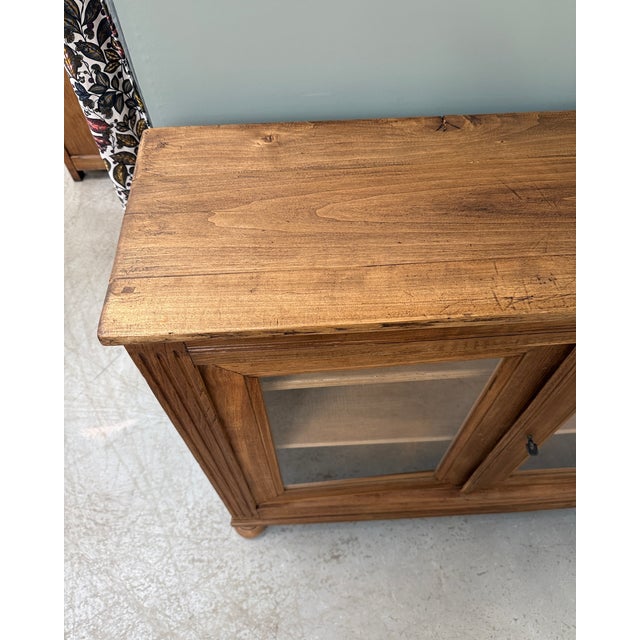 Parisian Glass-Fronted Oak Buffet, 1940s For Sale - Image 13 of 16