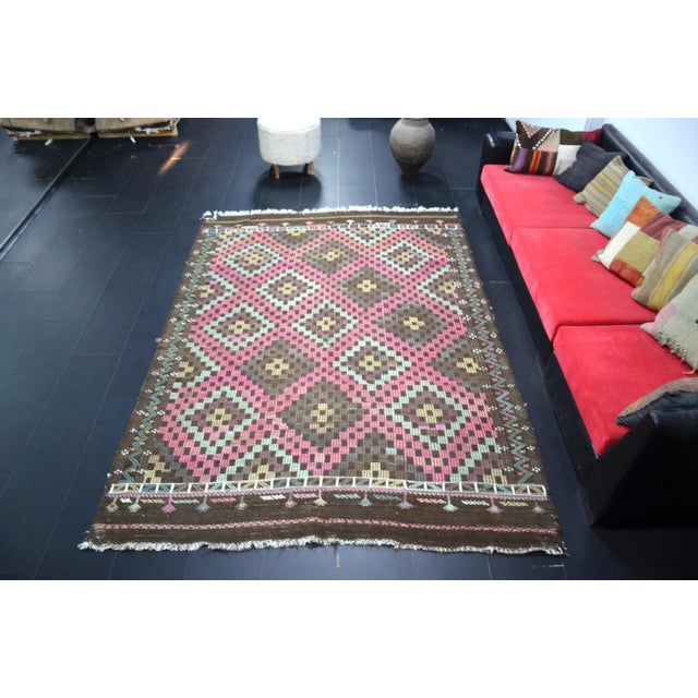 1960s Turkish Handwoven Kilim Rug For Sale - Image 10 of 10