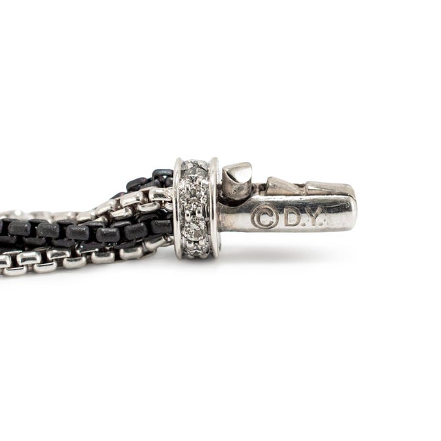Unisex David Yurman 900 Silver 32” Opera Diamond Multistrand Box Chain Necklace For Sale In Houston - Image 6 of 8