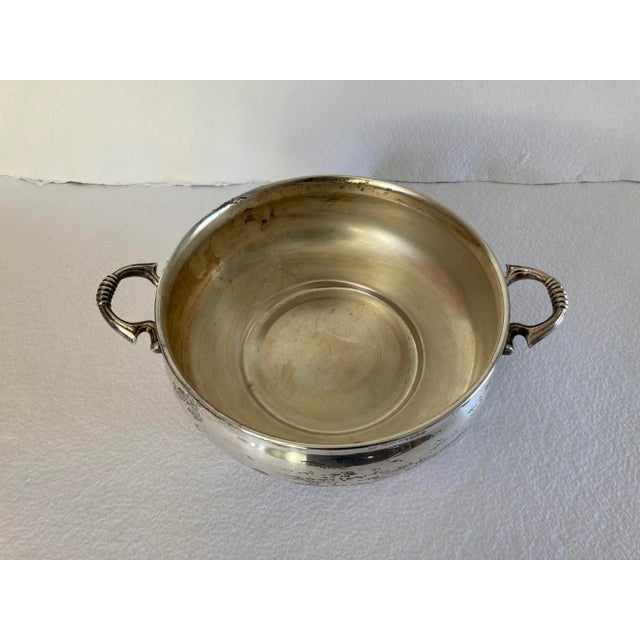 Art Deco Vintage 1960s Crosby Footed Serving Silver Plate Bowl For Sale - Image 3 of 6