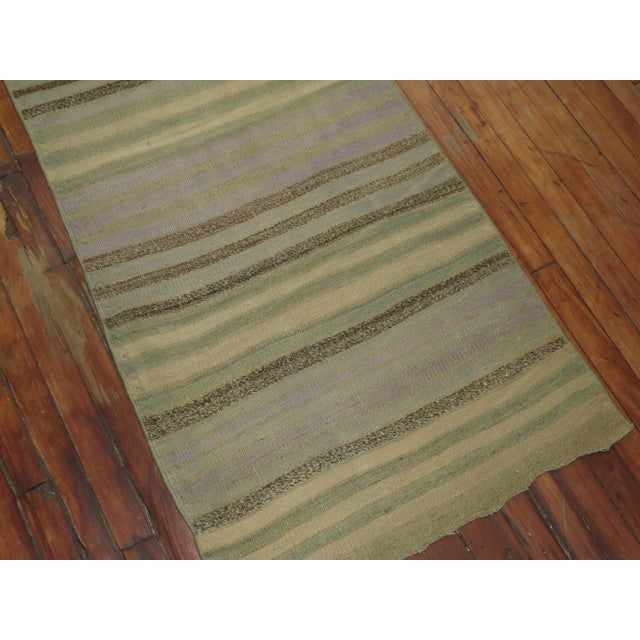 Contemporary Mid 20th Century Striped Turkish Kilim Runner - 2'5" x 24'2" For Sale - Image 3 of 6
