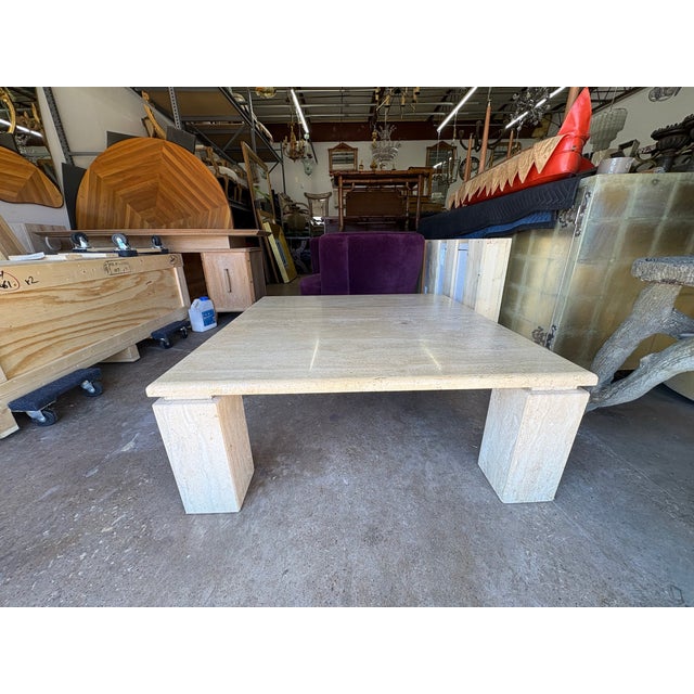 1970s Italian Modern Travertine Cocktail Table For Sale - Image 13 of 14