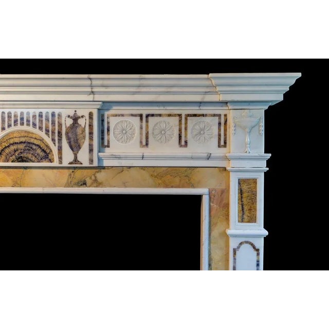 Large Georgian Style Fireplace Mantel in Statuary and Bluejohn Marble For Sale - Image 3 of 5