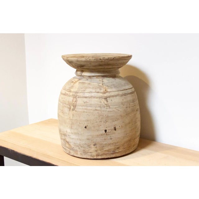 Antique Tall Bleached Teak Pot For Sale - Image 4 of 8