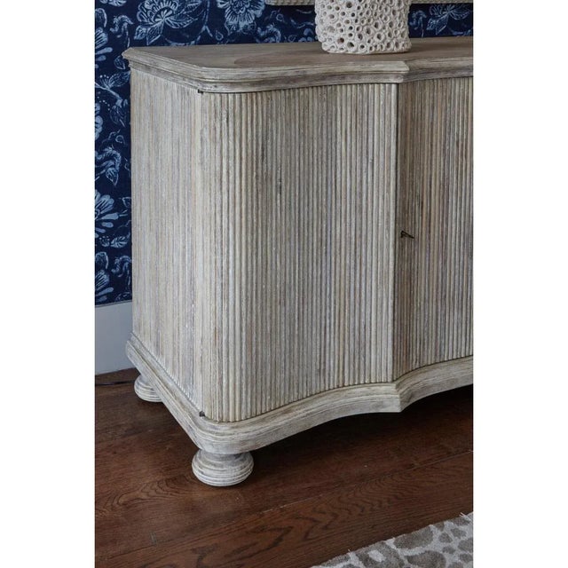 2020s Reeded White Washed Buffet Cabinet For Sale - Image 5 of 9