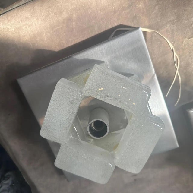 Two 1970s Space Age Murano Glass Square Wall Sconces by Albano Poli for Poliarte For Sale - Image 11 of 16