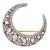Antique Portuguese 1.50ct Diamond Crescent Moon Brooch 19k Gold Silver Jewelry For Sale