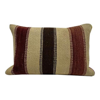 Turkish Hemp Pillow Cushion Natural Brown Black Beige Pillow Cushion Cover 16" x 24" For Sale