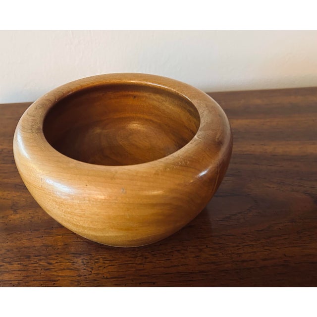 Mid Century Hand Turned Wood Bowl For Sale - Image 4 of 4