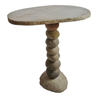 Vintage Organic Modern Stacked River Rock Bistro Table For Sale