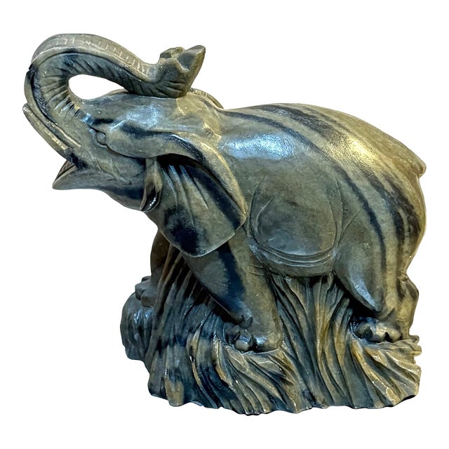 Green Marble Elephant Figurine For Sale