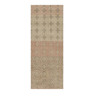 Vintage Distressed Runner Rug, Pink and Beige Geometric Patterns - Rug & Kilim For Sale