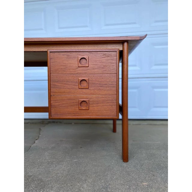 Wood 1960s Danish Mid Century Modern Teak Home Desk by h.p. Hansen For Sale - Image 7 of 12