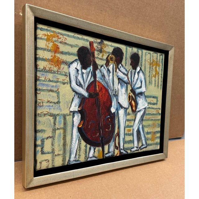 Mid-Century Modern Jazz Trio, Oil Painting on Canvas For Sale - Image 3 of 5