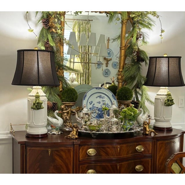 Mid 20th Century Asian Style Chinoiserie Blanc De Chine Pagoda Lamps - a Pair For Sale - Image 4 of 8