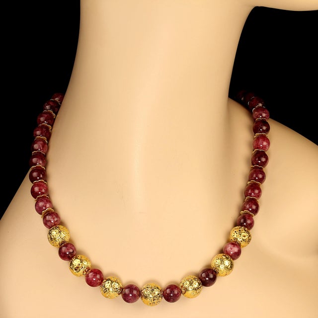 2020s Garnet With Goldy Accents Necklace For Sale - Image 5 of 6