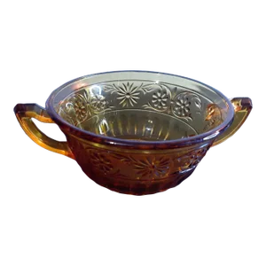1950s Indiana Glass Daisy Amber Double Handled Bowl