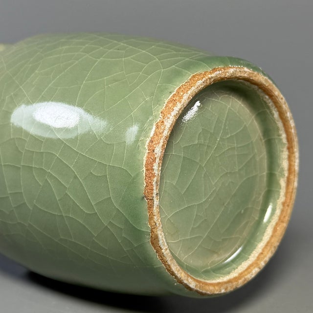 19th Century Antique Chinese Longquan Celadon Phoenix Ear Vase For Sale - Image 5 of 6