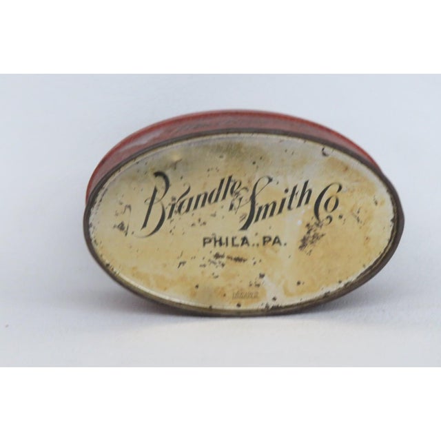 Early 20th Century Mellomints Pre Ww2 Candy Tin Metal Oval Box With Removable Lid Made in Usa 4904b For Sale - Image 5 of 9