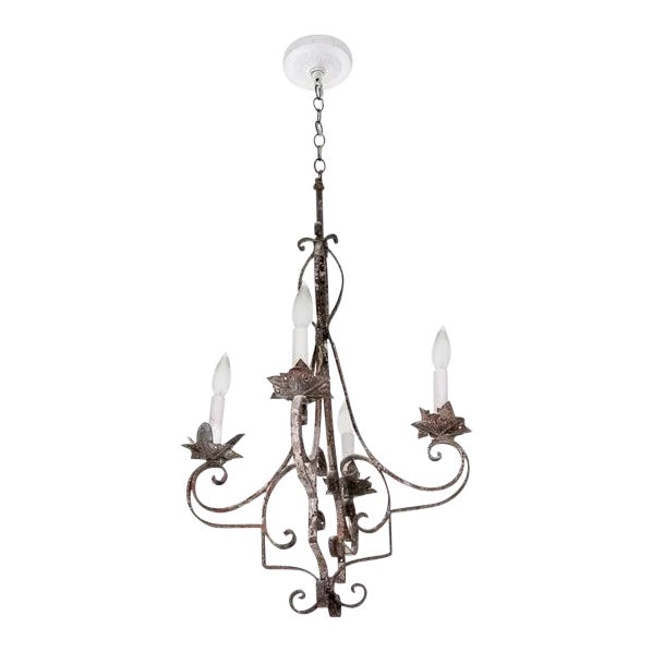 Antique Egyptian Wrought Iron Electrified Chandelier For Sale