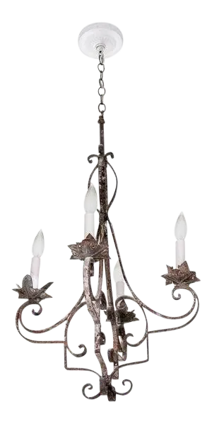 Antique Egyptian Wrought Iron Electrified Chandelier