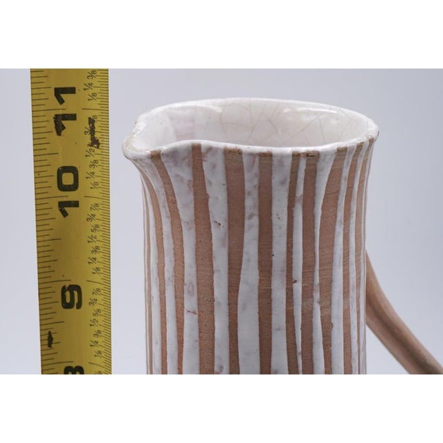 Tan Mid 20th Century Joel Edwards Sculptural Pottery Pitcher For Sale - Image 8 of 10