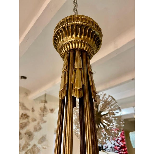 Bronze and Glass Pendant by Georges Leleu, France, 1930 For Sale - Image 3 of 15