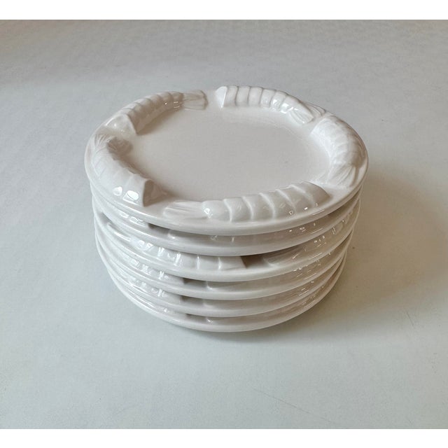Coastal Vintage Set of 6 Ceramic Shrimp Appetizer Plates by Shafford Japan For Sale - Image 3 of 6