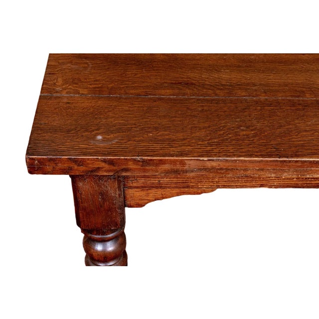 Antique English Oak Farmhouse Dining Table For Sale - Image 4 of 9