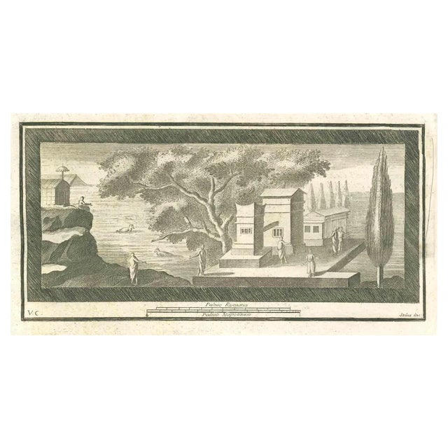 Fernando Strina, Roman Temple Fresco, Etching, 18th Century For Sale