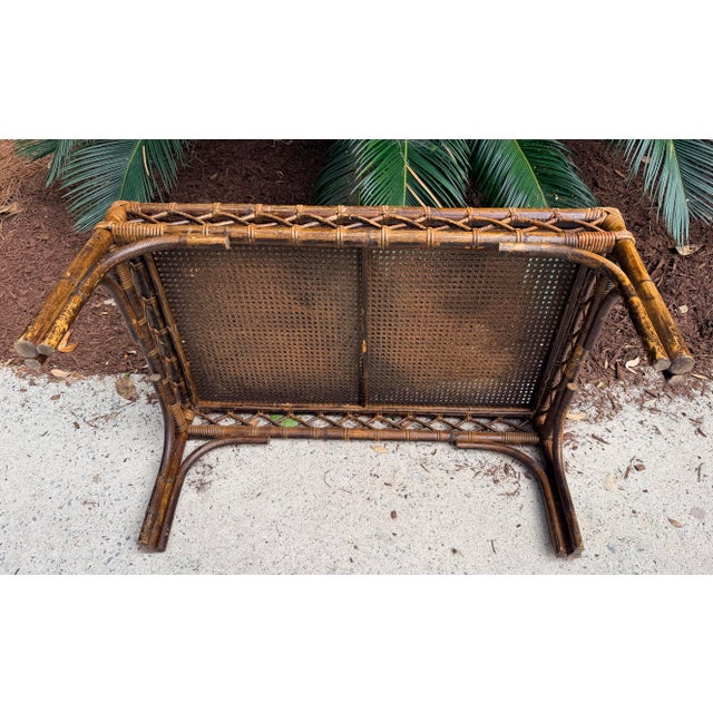 Rattan Cane Bamboo Coffee Table 1960s Tortoise Style For Sale - Image 10 of 16