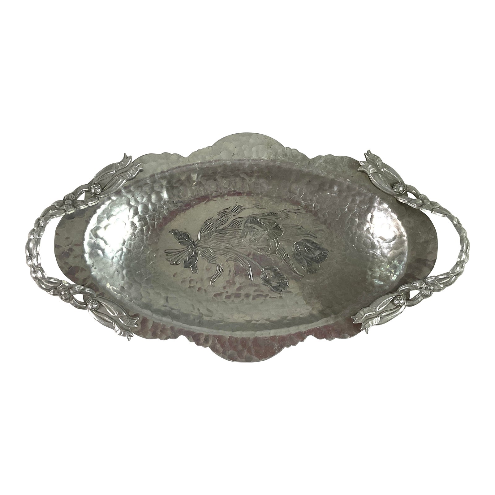 1950s Rodney Kent-Hand Wrought-Aluminum Serving Tray | Chairish