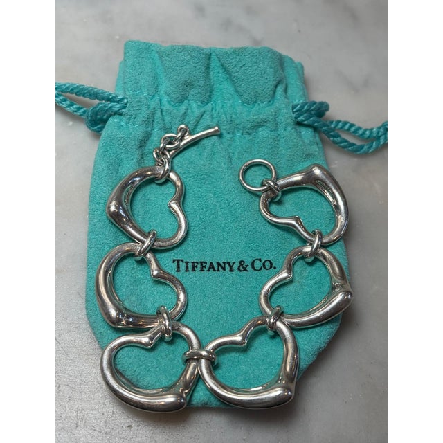 Tiffany & Co. Sterling Silver Elsa Peretti Six Heart Bracelet 54g For Sale - Image 6 of 6
