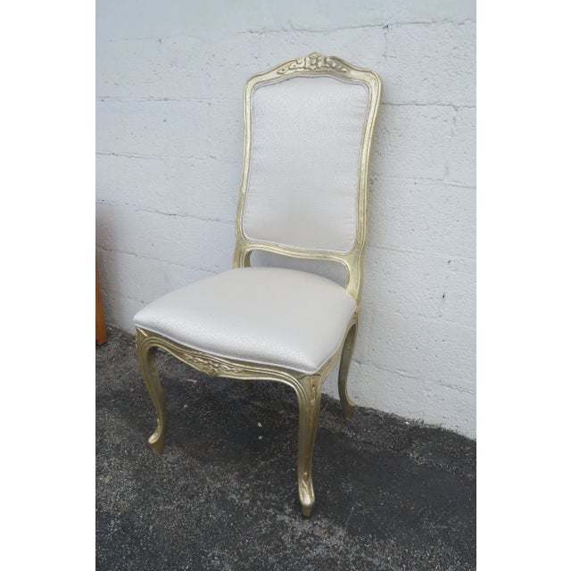 French French Painted Carved High Back Desk Vanity Chair 3788 For Sale - Image 3 of 12