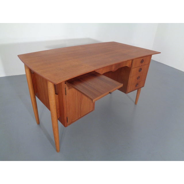 Wood Vintage Danish Curved Teak Desk, 1960s For Sale - Image 7 of 18