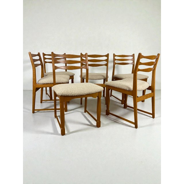 Mid-Century Modern Vintage Oak Ladder-Back Dining Chairs by Henning Kjærnulf, Denmark, 1960s, Set of 6 For Sale - Image 3 of 11