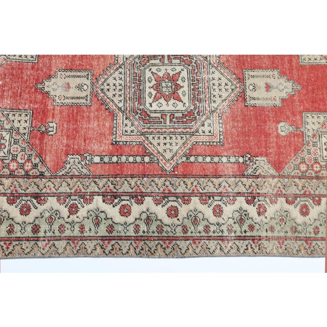 Textile Mid 20th Century Geometric Star Design Rug – Handwoven Turkish Wool on Cotton Floor Rug -3' 7'' X 5' 9'' For Sale - Image 7 of 12