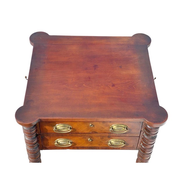 Antique Massachusetts Mahogany 2 Drawer Worktable / Nightstand For Sale - Image 4 of 12
