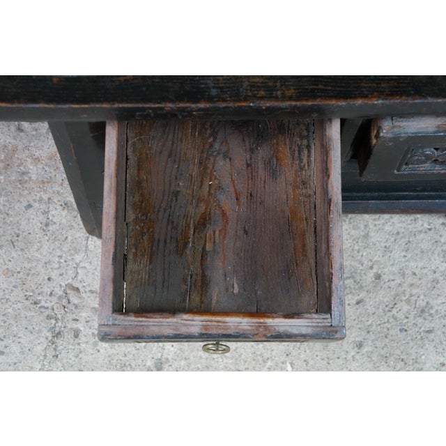 Antique Chinese Lacquered Kang Coffee Altar Table Console Bench Seat 36" For Sale - Image 17 of 18