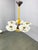 Czech Art Deco Brass Opaline Glass Chandelier, 1940s For Sale - Image 4 of 11