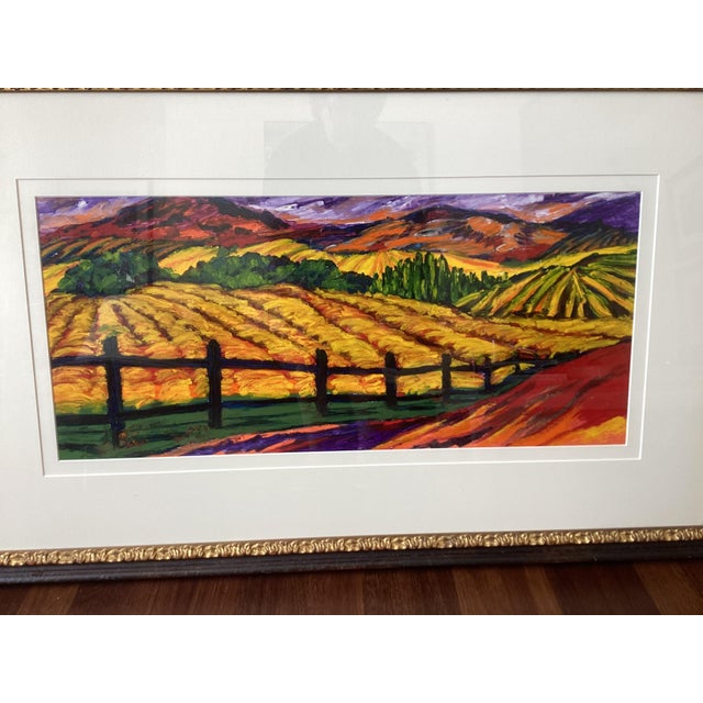 Susan R. Wilson Original Oilstick Landscape of Midwestern Farmland, Signed & Professionally Framed For Sale - Image 4 of 8