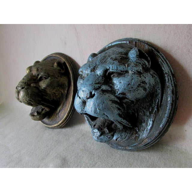Late 19th Century Antique 19thC Carved Architectural Lion Medallions, Gothic Plaques For Sale - Image 5 of 16