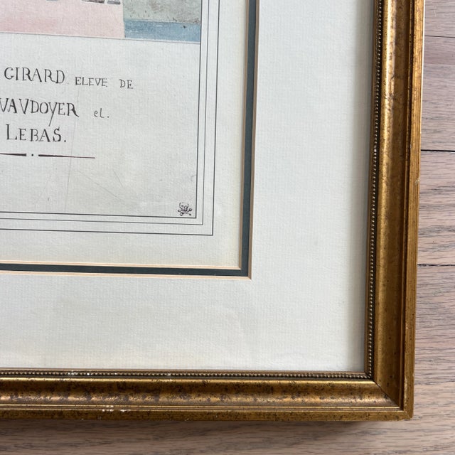 Early 19th Century Antique 1800s Hand Colored French Beaux-Arts Pavillon De Bains Architectural Watercolor For Sale - Image 5 of 7