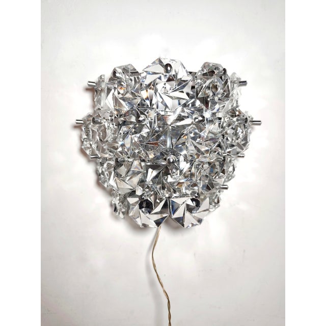 German Crystal Wall Sconce, 1970s For Sale - Image 3 of 12