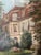 Antique European oil painting depicting a grand manor house, signed Arnold Stutz and dated 1907. Likely originating from...