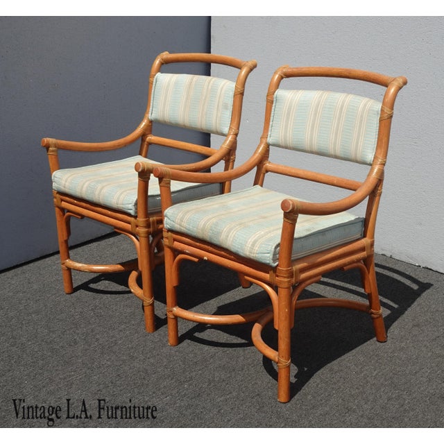 Set Four Vintage Mid Century Modern Bamboo Accent Chairs Leather Straps Italy 3 Chairish
