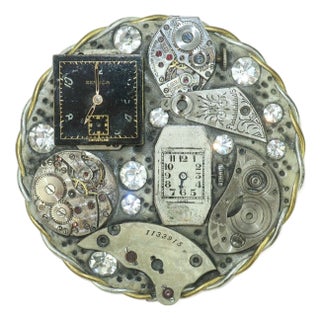 Leslie Mones Watch Part & Crystal Rhinestone Brooch For Sale