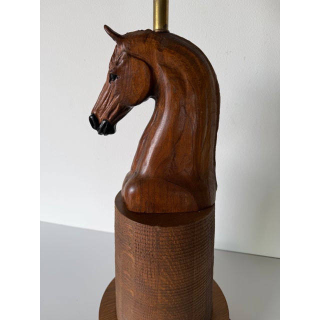 Vintage Equestrian Carved Wooden Horse Table Lamp For Sale - Image 12 of 12