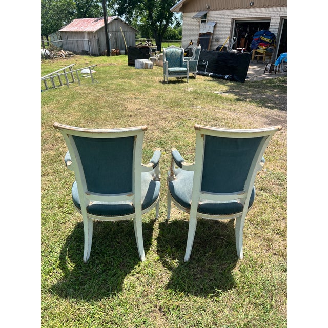 French 19th Century Louis XVI Painted Walnut Arm Chairs - Set of 2 For Sale - Image 11 of 12